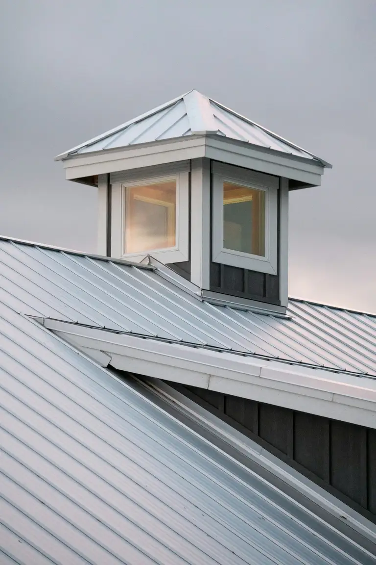 New standing-seam steel roof with a central cupola